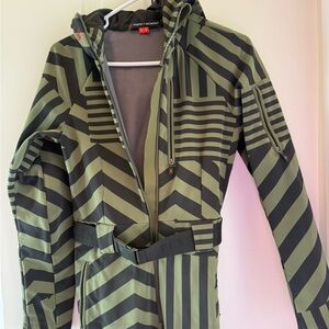 Perfect Moment Olive and Black Striped Ski Suit (one piece)